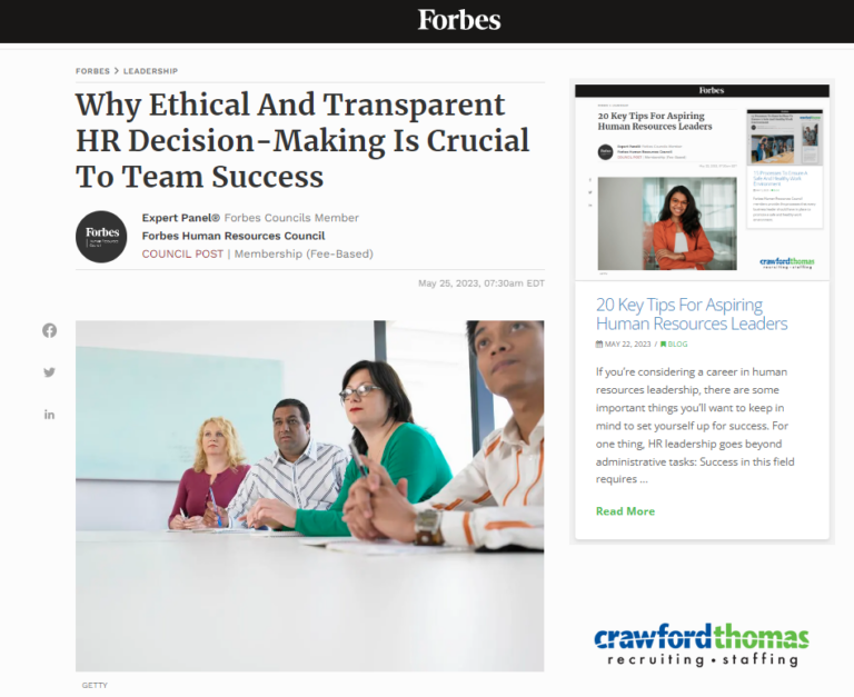 Why Ethical And Transparent HR Decision-Making Is Crucial To Team ...